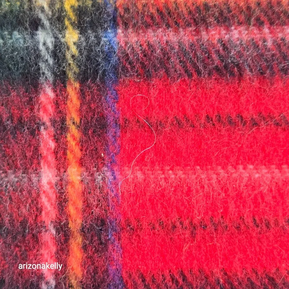 NWOT Wool Cashmere Tartan Red Plaid Wrap Scarf